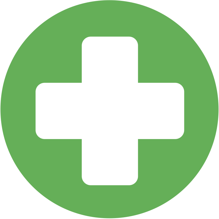 Green circular icon with white plus sign.